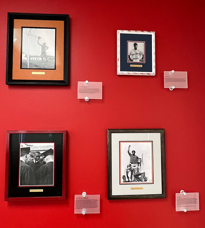 [Artwork from the University Archives featuring Black leaders from San Diego and beyond adorns the walls of the Africana Studies Collection