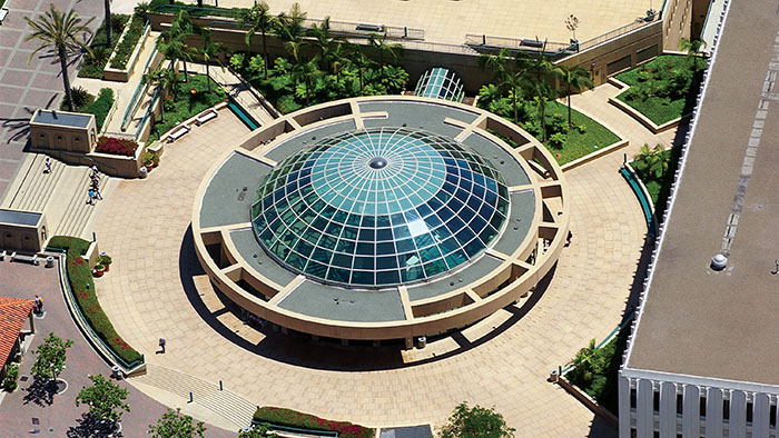 An aerial view of the Library Dome