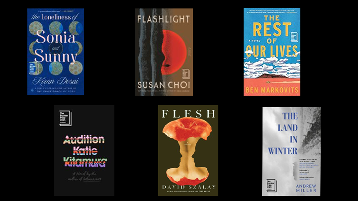 Book jackets of the six Booker Prize shortlist titles