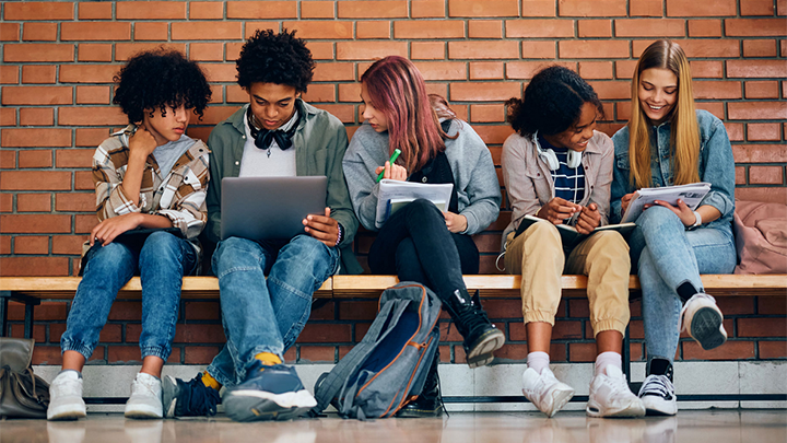 Students working on homework
