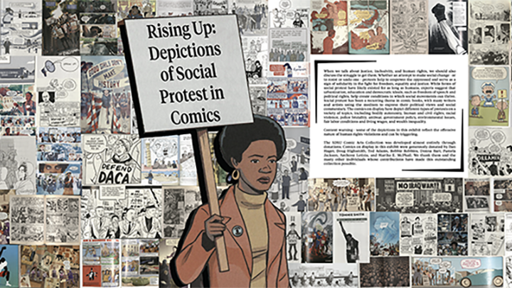 Rising Up: Depictions of Social Protest in Comics intro wall