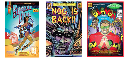 Cover images of Sustah-Girl, Nog is Back, and Blanga