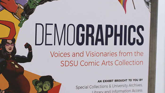 Close up of the DemoGRAPICS display sign