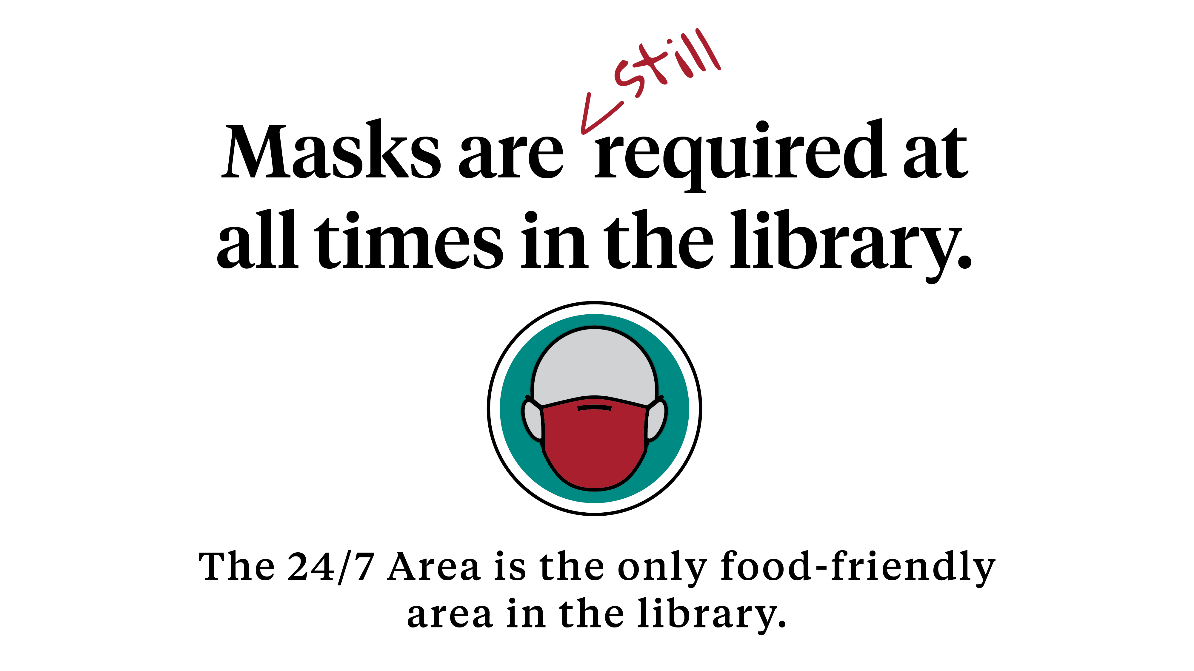Masks are still required at all times in the library