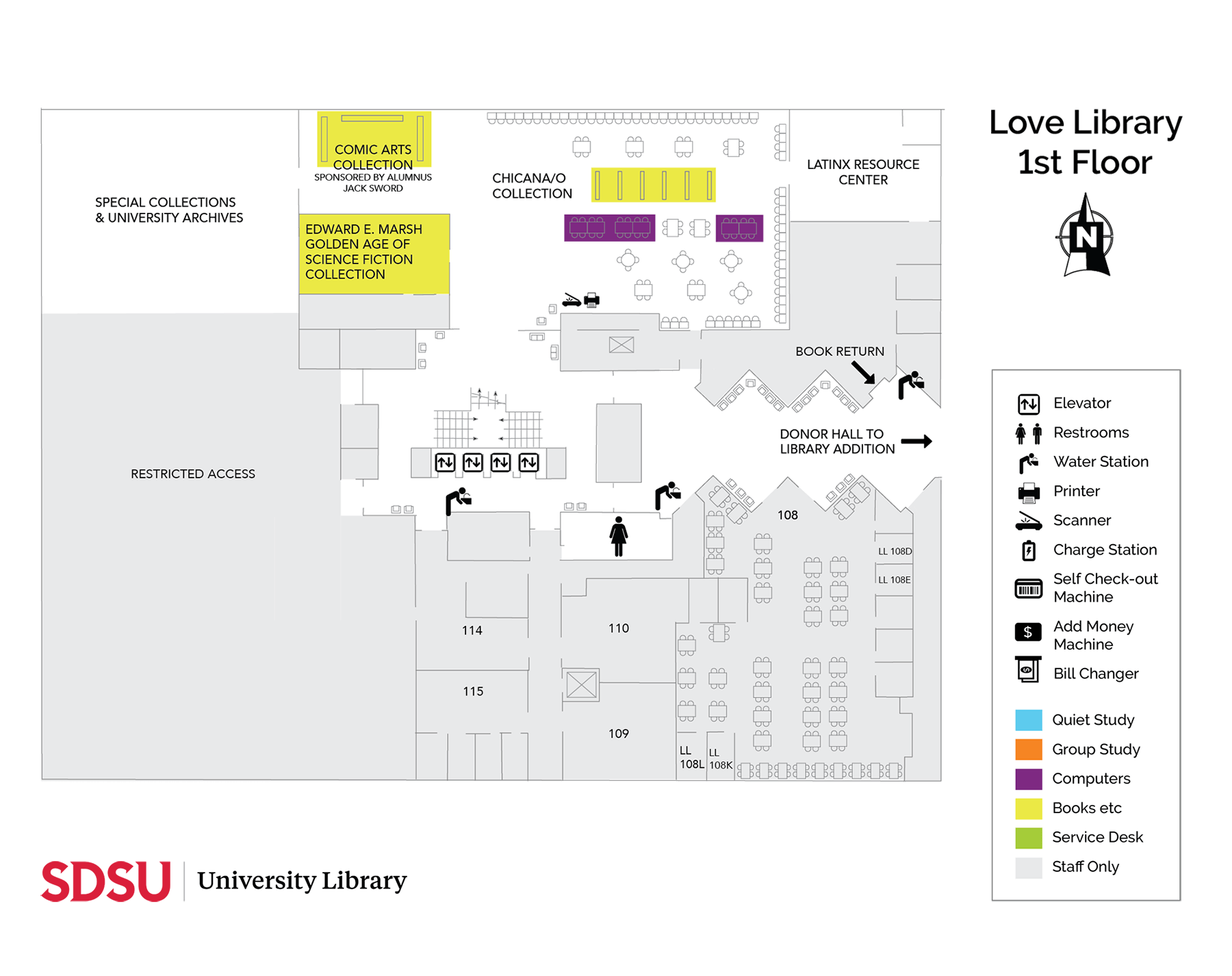 Love Library 1st Floor Map