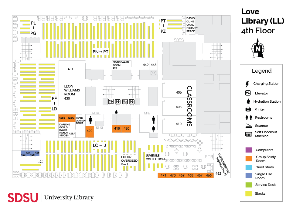 Love Library 4th Floor Map