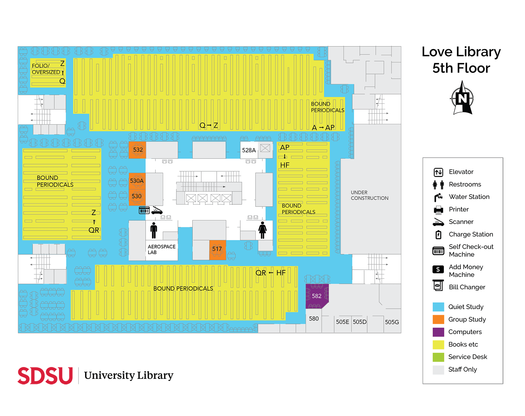 Love Library 5th Floor Map