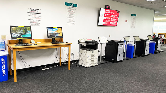 Public printers in the 24/7 Study Area